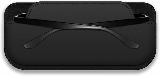 Sunglass Holder for Car, Multi-Functional Stick-On Glasses Storage Box, Seat Gap Organizer with Small Item Storage, Universal Fit for All Vehicles (Black Leather) by Automotiveinterior