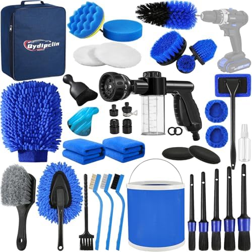 Qydipclin 41Pcs Car Detailing Kit, Car Detailing Brush Set, Car Wash Cleaning Kit, Car Detailing Brushes, Professional Car Care Kit for Interior Exterior Wheels, Blue by Qydipclin