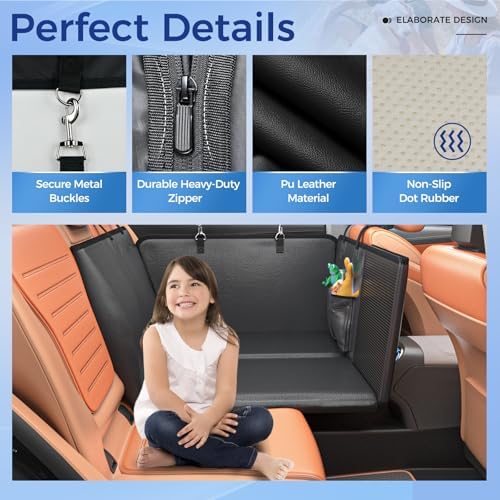 HOB4U Back Seat Extender for Dogs, Hard Bottom Dog Car Seat Cover | 100% Waterproof PU Leather, Scratch Proof and Anti Slip Dog Hammock for Cars and SUVs, Holds 400 lbs - Image 7