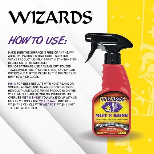 Wizards Mist-N-Shine Quick Detailer Spray - Waterless Wash - 8 oz - Image 3