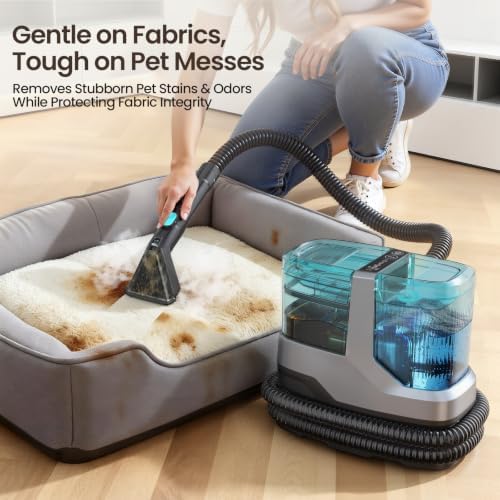 Portable Steam Carpet Cleaner, 203°F High Temp Steam & 18,000Pa Suction, Deep Stain & Odor Removal, Spot Cleaner for Pets, Kids, Home Upholstery, Stairs & Car Detailing - Image 6