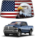 Bestview American Eagle Flag Windshield Sun Shade for 2010-2025 Dodge Ram 2500 3500,Custom Fit Foldable Front Window Sunshade Sun Visor Accessories Protector Block UV Rays Heat, Keep Your Car Cooler by BESTVIEW