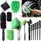 13PCS Motorcycle Cleaning Kit, Motorcycle Detailing Kit Overall Cleaner Tools Car Washing Brush Rims Cleaning Kit Chain Tire Wheel Brush Set Chain Tire for Car Bike Motorbike (Green) by AutokcanBestFriendsForYourCarDetailing