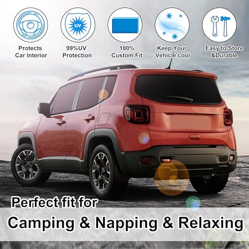 TINGLU Window Shades for Jeep Renegade 2015-2024 Accessories Car Side Full Windows Rear Triangular Windshield Sun Shade Sun UV Rays Privacy Protection for Camping Napping 8PCS - Image 6