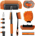 Buyplus 18FT Reach Car Wash Brush with Long Handle - Car Cleaning Kit with 3-12FT Extension Pole, Wheel Brush, Microfiber Cleaning Mop, Mitt, Window Squeegee for RV Truck SUV Boat Solar Pane Washing by Buyplus