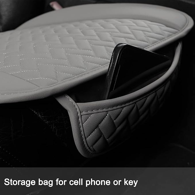West Llama Full Set Car Seat Covers for Front and Rear Bottom Seats Only, Luxury PU Leather Car Seat Pads Protectors Waterproof and Wear-Resistant,Gray - Image 6