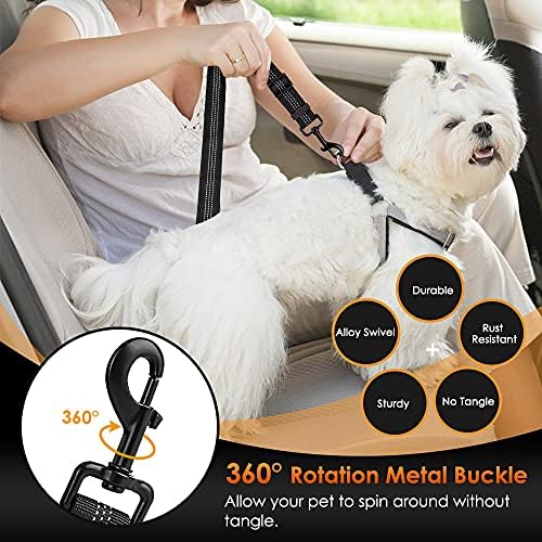 SlowTon Dog Car Seat Belt, 3 in 1 Latch Bar Attachment Dog Safety Seatbelt | Hook Latch Bar& Seatbelt Buckle, Reflective, Heavy Duty Nylon, Durability, Easy of Use, for Travel Riding, Black, 2 Pack - Image 3