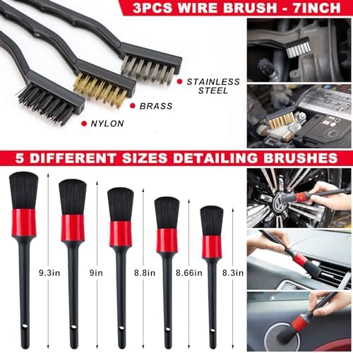 44Pcs Car Wash Cleaning Kit with Detailing Brushes Car Vacuum Drill Brush Set Collapsible Bucket Windshield Cleaning Tool Tire Brush Towels Complete Interior Exterior Detailing Set for Car - Image 6