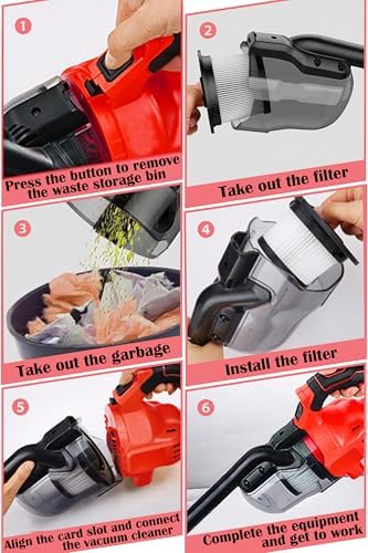 Cordless Vacuum Cleaner for Milwaukee M18 Battery, 5 in 1 Cordless Vacuum with 500W Brushless Motor Max 18000r/Min，50CFM 100AW Handheld Vacuum Cordless for Floor, Carpet, Car，Furniture(No Battery) - Image 4