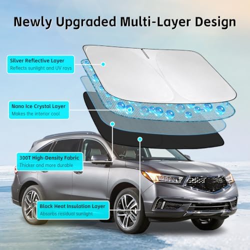 Windshield Sun Shade for Acura MDX 2014-2026 Sunshade - Image 3
