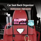 Back Seat Car Organizer,4 in 1 Multifunctional Car Back Seat Storage Box with Drink Cup Holder Tissue Box, for Hold Phone,Snacks, Drinks, Handbag-Red - Image 2