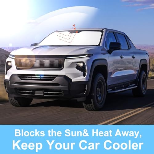 TINGLU Sun Shade for Chevrolet/Chevy Silverado 1500 2019-2024 2025 2026 Accessories Windshield Sun Shade Window Shade UV Rays Protection Sun Visor Cover with Steering Wheel Sunshade Storage Bag - Image 5