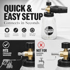 Professional Foam Cannon for Pressure Washer – Wide Mouth Snow Foam Lance with Adjustable Spray Pattern – Heavy Duty Car Wash Soap Dispenser – 1/4" Quick Connector (Clear, 1 Liter) - Image 2