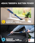 Fanttik Slim V10 APEX Cordless Car Vacuum, 4-in-1 Portable Mini Handheld Vac, Upgraded Smart Digital Display, 19kPa Suction Power, 2 Suction Modes for Small Jobs, Car, Office Desk, Keyboards (Blue) - Image 5
