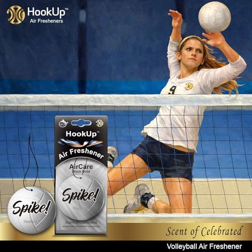 Volleyball Car Air Freshener by HookUp - 2 Pack - Black Gold Scent (Extra Strong) | Unique Volleyball Gift for Players, Coach, Fans | Hanging Car Accessory with Long Lasting Fresheners Smell - Image 3