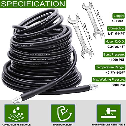 Sewer Jetter Kit 50FT for Pressure Washer, 5800PSI Drain Cleaner Hose - Image 2