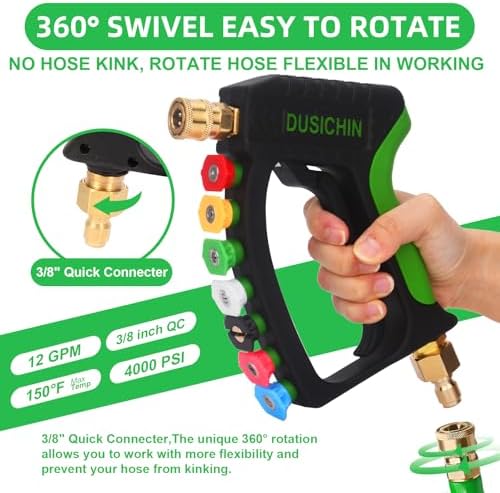 DUSICHIN Foam Cannon Pressure Washer Gun Kit 4000 PSI Double Tip Attachment, Dual-Connector Accessory Soap Cannon,Car Wash Foam Gun Snow Foam Lance 1/4 Inch Quick Connector,7 Sprayer Nozzles DUS2904 - Image 3