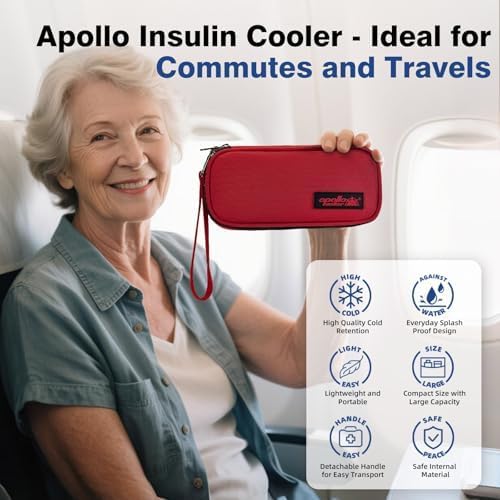 apollo walker Insulin Cooler Travel Case with Ice Packs and Insulation | TSA Approved Includes 2 x 90g ice packs for 9-hour cooling insulin pens & syringes for Diabetics to Carry (Red) - Image 5