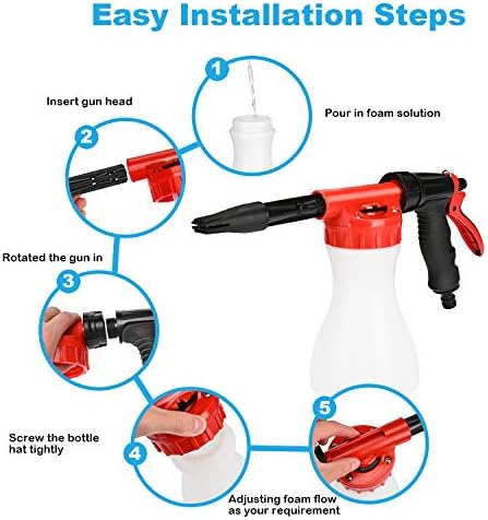 Car Foam Gun, Juqiboom - Adjustable Ratio Dial Car Snow Soap Gun Fit Low Water Pressure Universal Standard Garden Hose, Blaster Car Washer Sprayer for Home Garden Use - Image 3