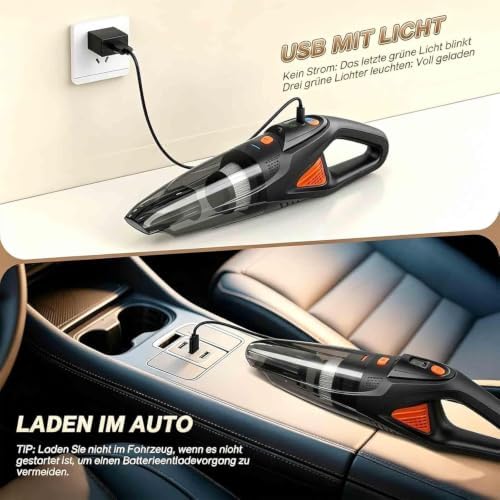 Oryzom Handheld Vacuum, 3-in-1 Portable Vacuum Cleaner with 18kpa Suction, Rechargeable 8000mAh Battery, HEPA Filter & LED Light for Car, Home, Office, Pet Hair & Dust - Image 5