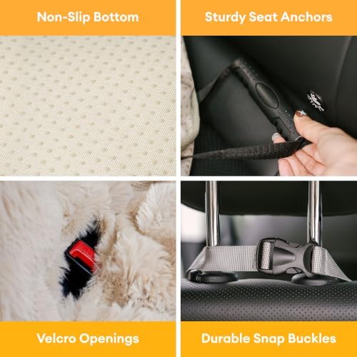 FUNNY FUZZY Luxurious Dog Car Seat Cover, Waterproof Backseat Protector | Faux Rabbit Fur, Full Backseat Cover, Non-Slip, Hair, Dirt & Scratch Defense, Machine Washable, Fits Cars, SUVs & Trucks - Image 4