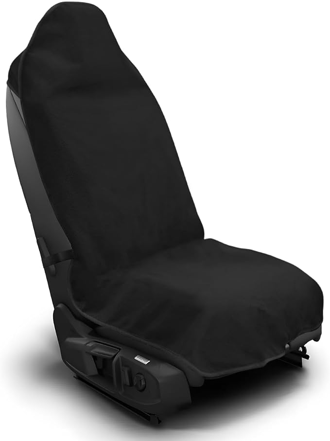 Car Towel Seat Cover, Waterproof Non-Slip Bucket Seat Protector for Running Swimming Hiking, Universal Machine Washable Front Seats Towel Protective Cover for Car SUV Truck (Black) by Unknown