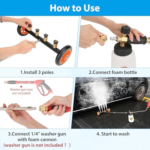 2-in-1 16’’ Undercarriage 4000 PSI Pressure Washer Water Broom with Bottle - Image 7
