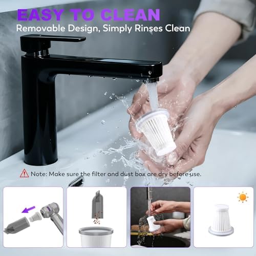 Handheld Car Vacuum Cordless, 22000PA Strong Suction Mini Vacuum Cleaner with Brushless Motor, 4-in-1 Portable Vacuum for Car Detailing, Home, Office & Travel, Silver Purple - Image 5