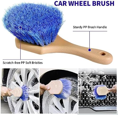 Wontolf 62'' Car Wash Brush with Long Handle Chenille Microfiber Car Wash Mop Mitt Kit Car Detailing Brush Cleaning Kit Window Squeegee Car Duster Drying Towels Tire Brush for Cars RV Truck Boat - Image 3