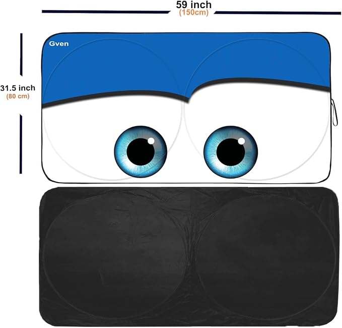 Gven Windshield Sun Shade Universal Fit for Car Window Sunshades Cover Automotive Interior Sun Protector Accessories for Compact& Midsize Sedan,Com& Subcompact SUV,Small Pickup,Wagon(Blue, S) - Image 2