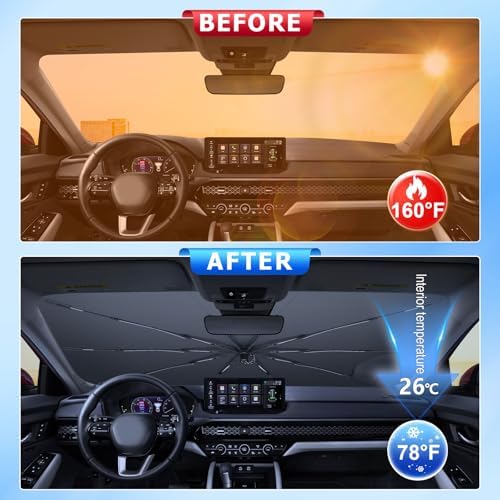 for Umbrella Sunshade for Car Windshield 2023-2026 Honda Accord Custom Fit Windshield Sun Protector Cover 6-Layer Heat-Resistant Fabric, Ultra-Strong Fiberglass Frame (for 2023-2026 Honda Accord) - Image 2