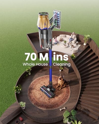 Cordless Vacuum Cleaner, Upgraded 650W 60KPA 70Mins Cordless Stick Vacuum Cleaner with Flexible Hose,Self-Standing,Touch Screen, Anti-tangle Wireless Vacumm Cleaners for Home/Pet Hair/Carpets/Floors - Image 4