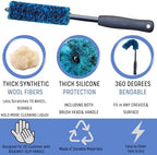 oesee Professional 4 Pack Long Handle Wheel Brush Kit for Cleaning Wheel and Tire- 2X Soft Wheel Cleaning Brush, Detailing Brush and Stiff Tire Brush, Bendable& Durable Wheel Rim Cleaner Brush Set - Image 6