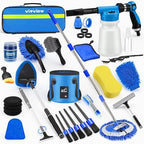 36Pcs Blue Car Wash Detailing Kit，Car Cleaning Set with Foam Gun Sprayer，Long-Handle Brush Mop，Large Collapsible Bucket，Complete Car Wash Supply Gift for Men and Women by Vioview