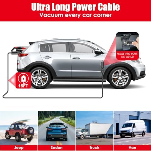 17PCS Car Cleaning Kit, Red Car Interior Detailing Kit with High Power Handheld Vacuum, Detailing Brush Set, Windshield Cleaner, Cleaning Gel, Complete Auto Accessories for Women Girls Gift - Image 7