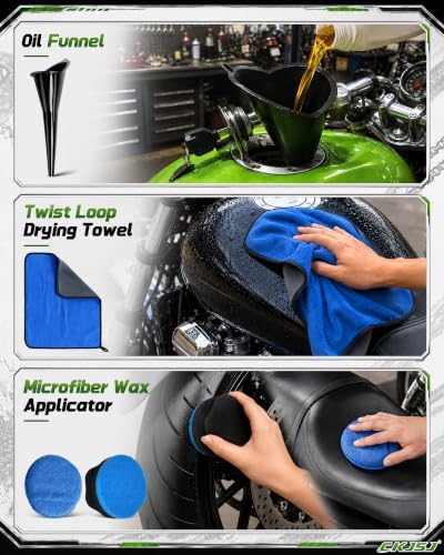 18 Pcs Motorcycle Cleaning Kit with Storage Bag, for Motorcycle Washing - Image 6