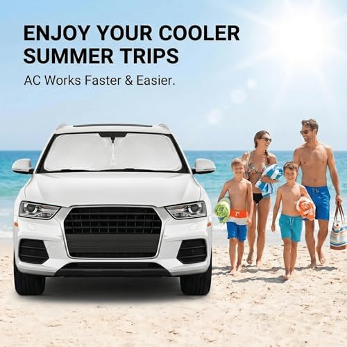 Windshield Sun Shade for Audi Q3 2013-2018 Sunshade Front Window Shade Custom Fit Q3 Accessories Sun Visor Foldable Shade Blocks UV Rays Accessories - Image 4