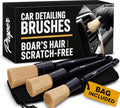 Car Detailing Brush Set for Interior or Exterior | 3-Pack | Ultra Soft Boars Hair Bristles by ProperDetailingCo