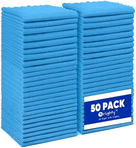 Orighty Microfiber Cleaning Cloth Bulk, 50 Pack Shop Towels 12x12 in, Blue by AllRightinOrighty