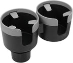 Car Double Cup Holder Extender, 2-in-1 Car Cup Holder Adapter with Adjustable Base, Universal Multifunctional Cup Holder Organizer for Beverage, Snack, Cup, Bottle Storage (Grey) by KITUREK