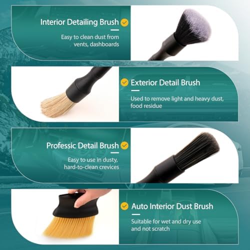 7PCS Car Detailing Brush Set, Ultra Soft Car Interior Detailing Brushes - Image 3