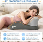 Memory Foam Wedge Pillow with Chest Pressure Relief Area- Grey - Image 2