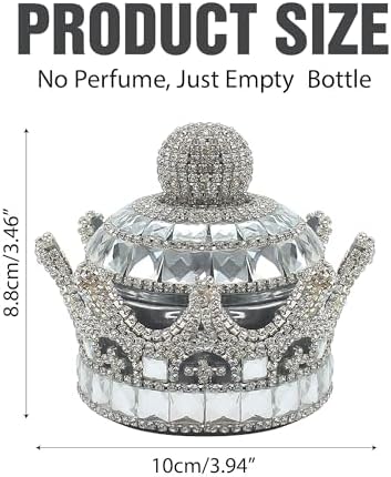 Crown Air Freshener for Car, Crystal Fragrance Diffuser, Air Freshener Holder, Crystal Crown Fresheners Ornament Bottle for Car Dashboard Interior Home Office Decoration (Silver, No Perfume) - Image 2