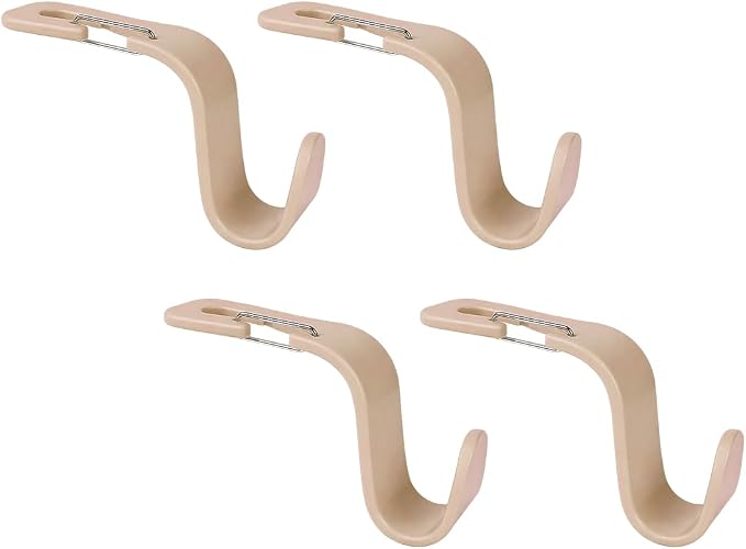 4PCS Car Seat Headrest Hook, Multi-Purpose Seat Back Hanger Purse Bag Handbag Organizer, Auto Interior Backseat Storage Hook Holder for Coat Hat Grocery Umbrella, Universal Fit (Beige) - Image 7