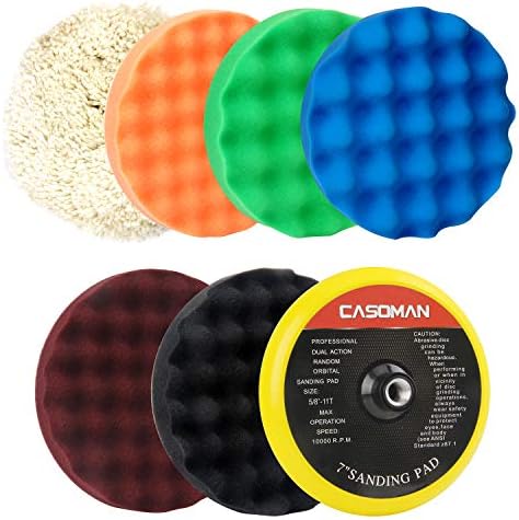 CASOMAN 7-Inch Buffing and Polishing Pad Kit, 7 Pieces 7" Polishing Sponge, Waxing Buffing Pad Kit by CASOMANTools