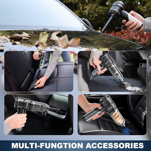 Car Vacuum Portable Cordless with 18000Pa Suction, 4 in 1 Air Duster & Mini Vacuum Cleaner High Power Foldable Rechargeable, Brushless Motor Handheld Vacuum Cordless for Home Office Pet Hair - Image 3