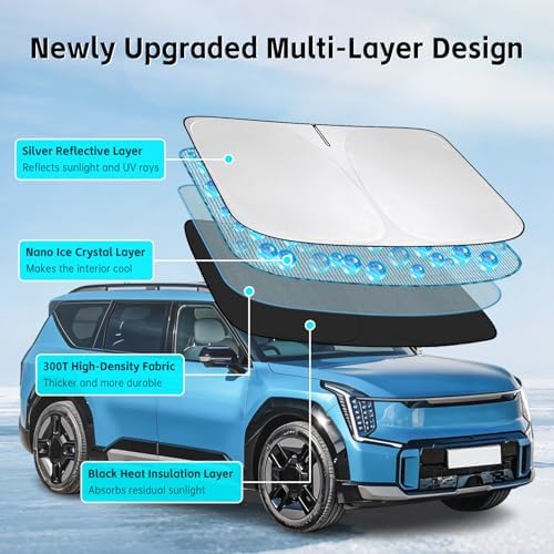Windshield Sun Shade for Kia EV9 2024-2026 Sunshade - Image 3
