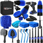 Qydipclin 24Pcs Car Detailing Kit, Car Detailing Brush Set, Car Wash Cleaning Kit, Car Detailing Brushes, Professional Car Care Kit for Interior Exterior Wheels, Blue by Qydipclin