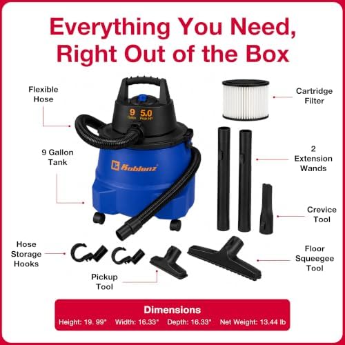 Koblenz WD-9 L212 Wet Dry Vacuum Cleaner, 9 Gallon, 5.0 PHP - Image 7