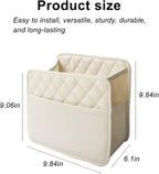 Mandark PU Leather Car Seat Back Organizer, Beige | Three-pocket layout with clear panel, elastic strap installation, fits most cars, SUVs, and trucks, car interior accessories - Image 2